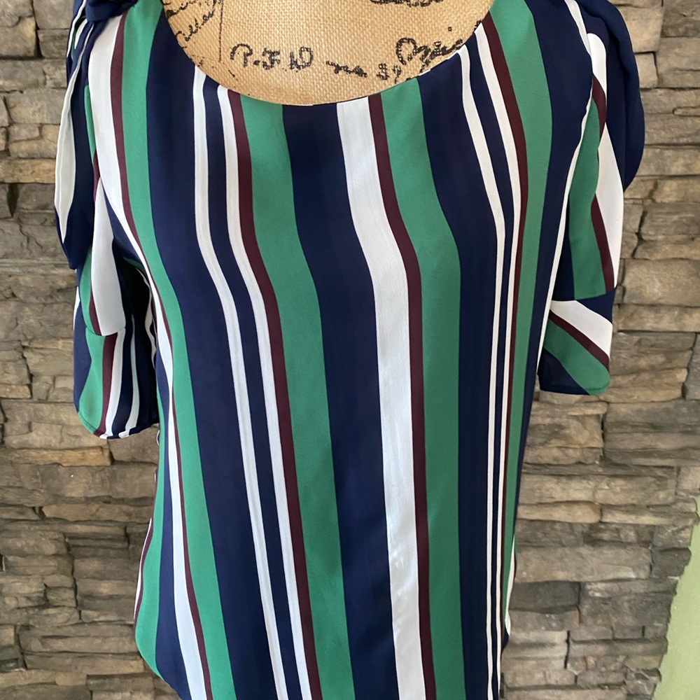 Striped Green and Blue Women's Top